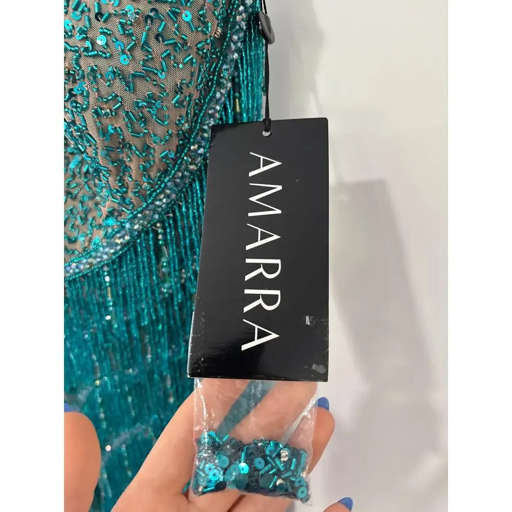 NWT Amarra Teal Sequin Prom Homecoming Formal Dress Size 2